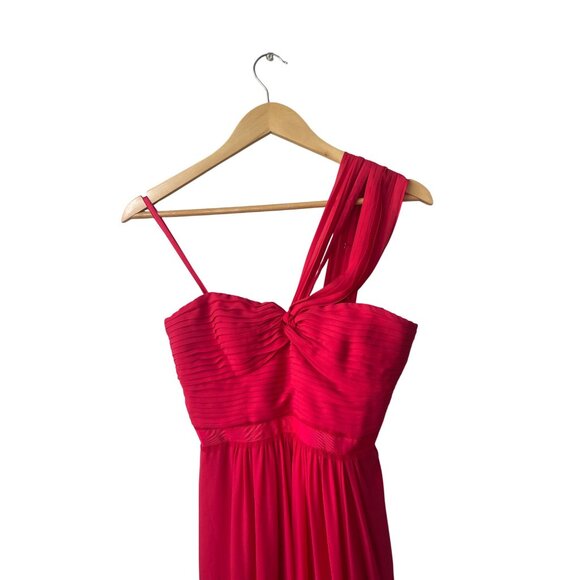 BCBGMaxAzria Red Formal Maxi Dress Sz 0 Ruffle Chiffon Holiday Event Prom Party - Picture 5 of 11